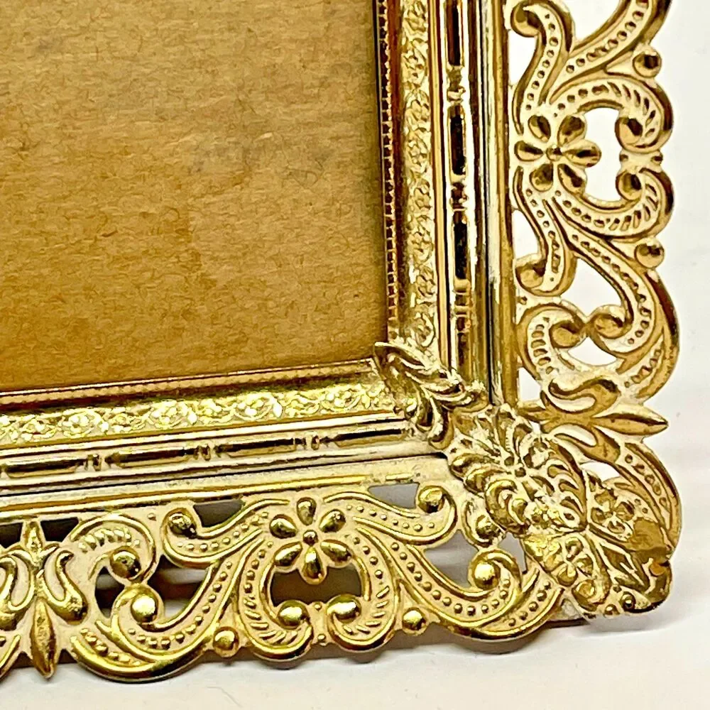 Vintage MCM Ornate Gold Filigree 8x10 Picture Frame Tabletop or Wall Mount